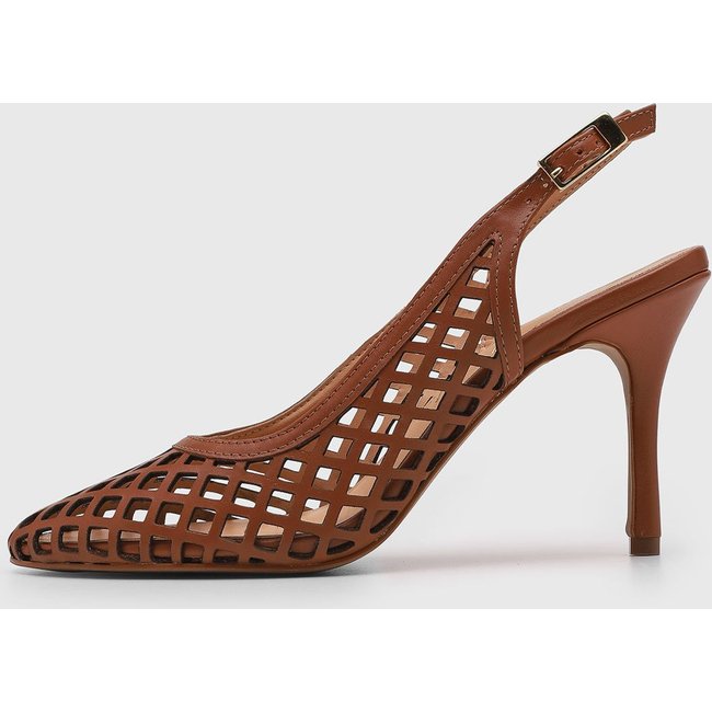 Scarpin Feminino Luiza Barcelos Recortes Vazados Marrom