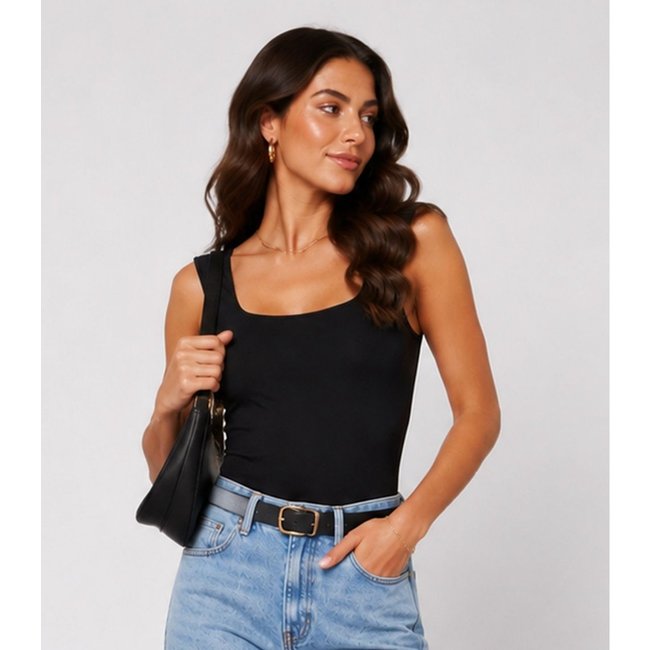 Regata Feminina em Ribana de Viscose Rovitex Preto