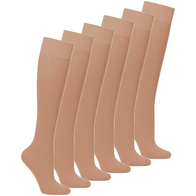 Kit com 6 Meias 3/4 Fio 20 Loba 5510-001 Bege