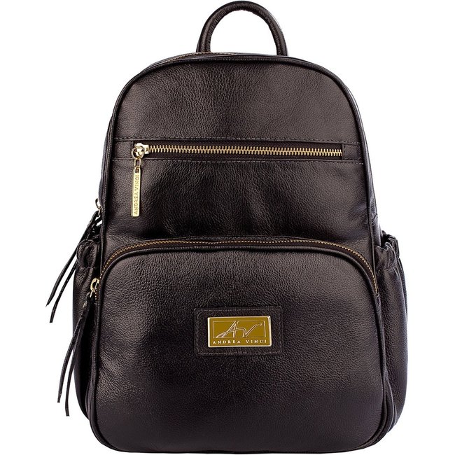 Mochila pequena de couro liso Zoey - Preto