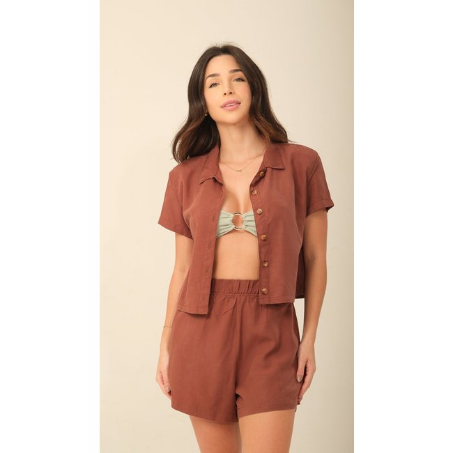 Camisa Cropped Duna Marrom