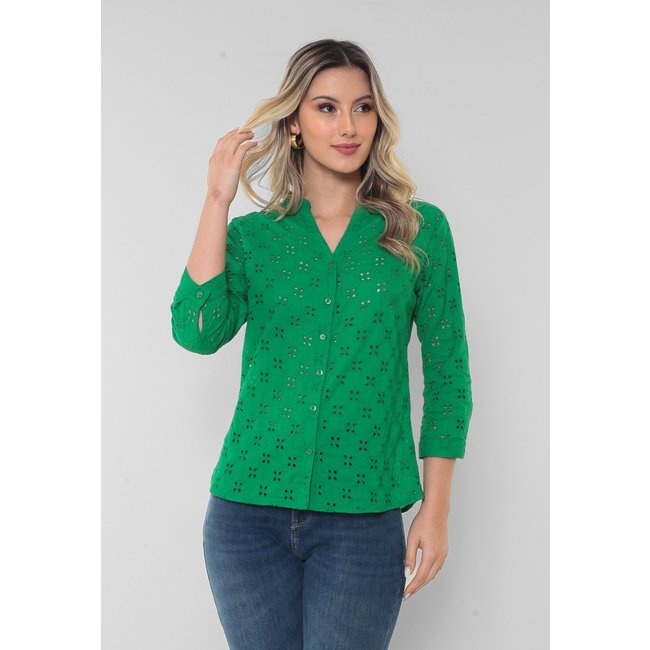 Camisa Intens Manga 3/4 Laise de Algodão Verde