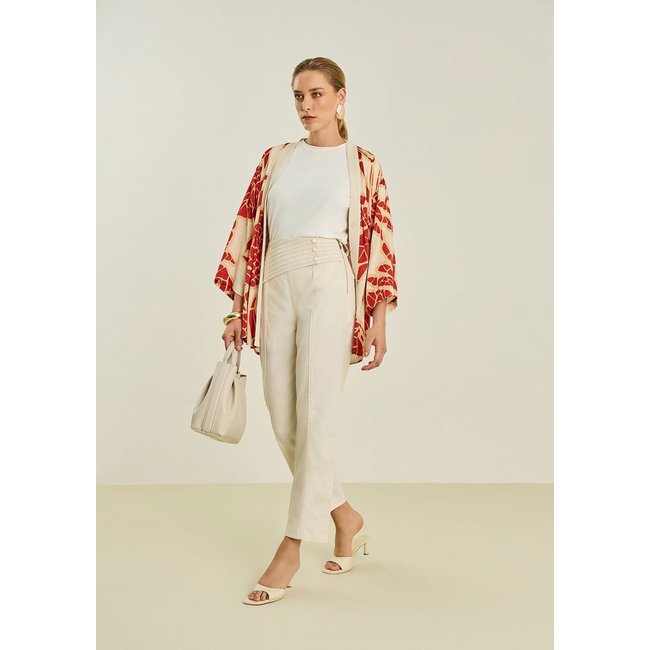 Calça Maria Valentina Reta Alta Off-white