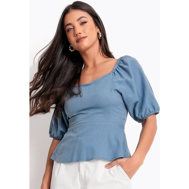 Blusa Em Linho Quintess Azul