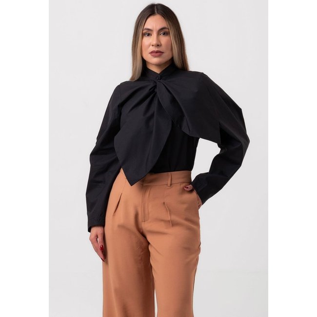 Camisa laço manga longa preta labrava