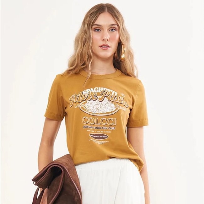 Camiseta Colcci Spaguetti Pr26 Marrom Ebbela Feminino