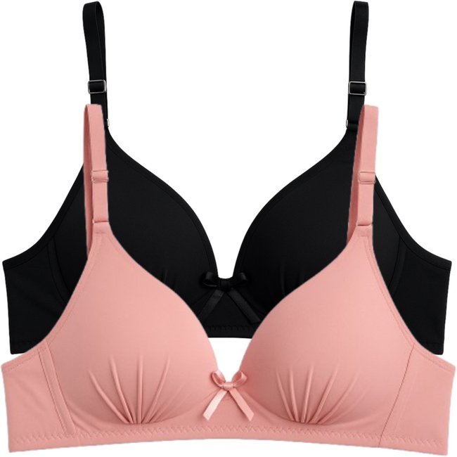 Kit 2 Sutiã Com Soft Bojo Reflexo Íntimo Básico Alça Ajustável Uso Dia a Dia Preto e Rosa