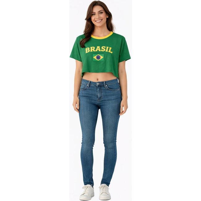 Cropped D Bell Outlet Fashion Estampa Brasil Verde
