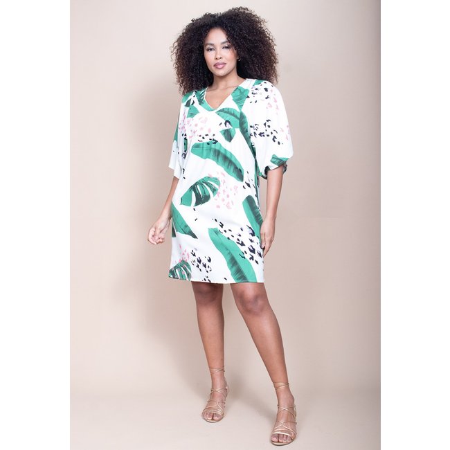 Vestido Curto Cabana Free Pequi Viscose Estampa Folhagem Poética