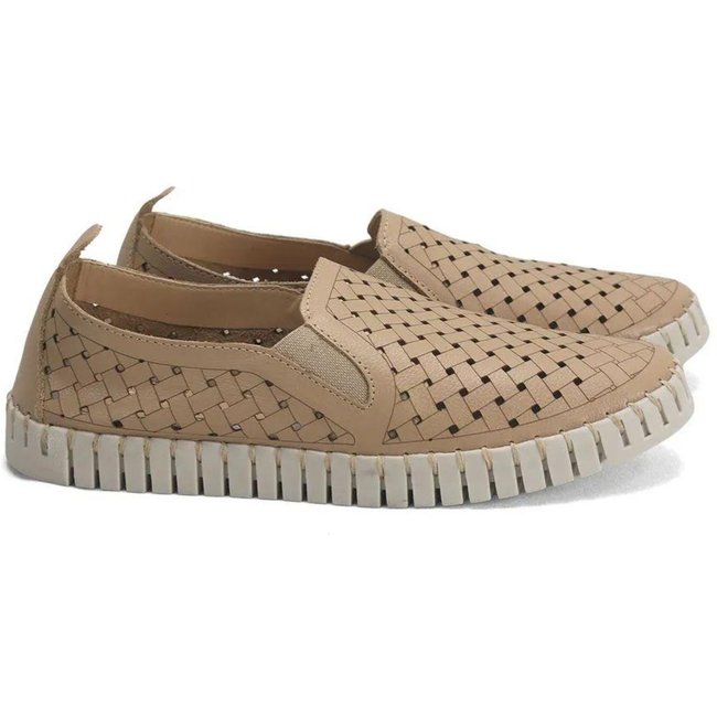 Slippon couro laser confort nude Incolor