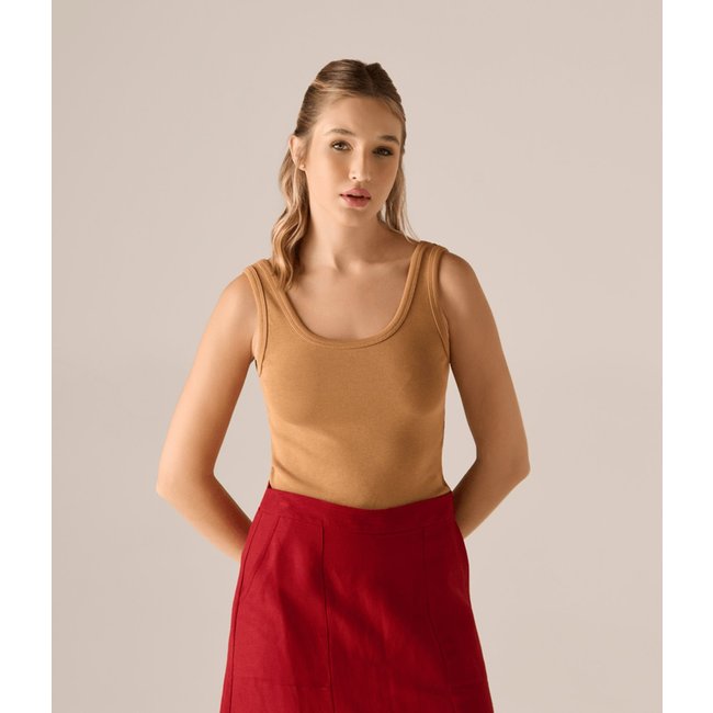Regata Makenji Malha Tricot Feminina Bege Escuro