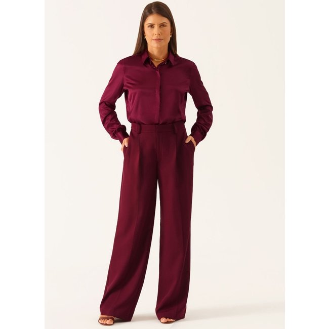 Calça Wide Leg Alfaiataria Vinho Janiele