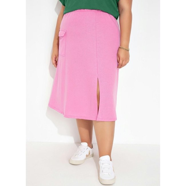 Saia Bolso Cargo Plus Size Rosa Chiclete Marguerite