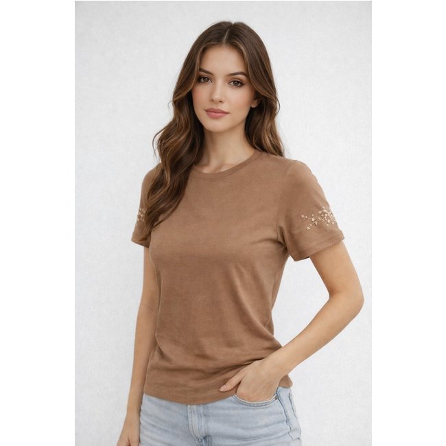T-shirt D Bell Outlet Fashion Bordada Marrom