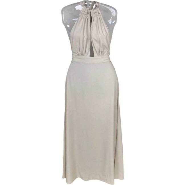 Vestido Midi Joana Frente Única Com Amarração Colcci Bege