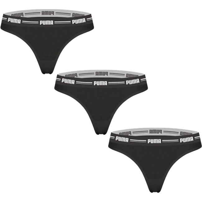 Kit 3 Calcinhas Puma Fio Dental Feminina - Preto