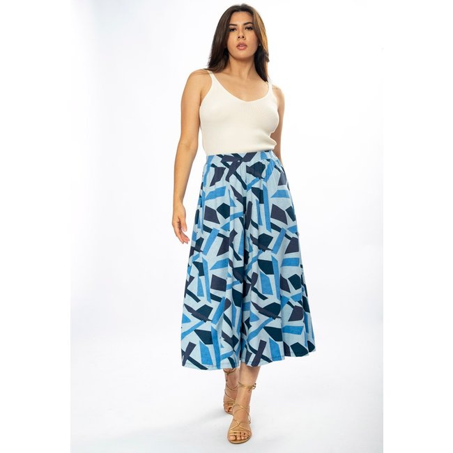 Calça Amazonia Vital Pantacourt Saia Malha Macaúba Estampa Caminhos de Azul