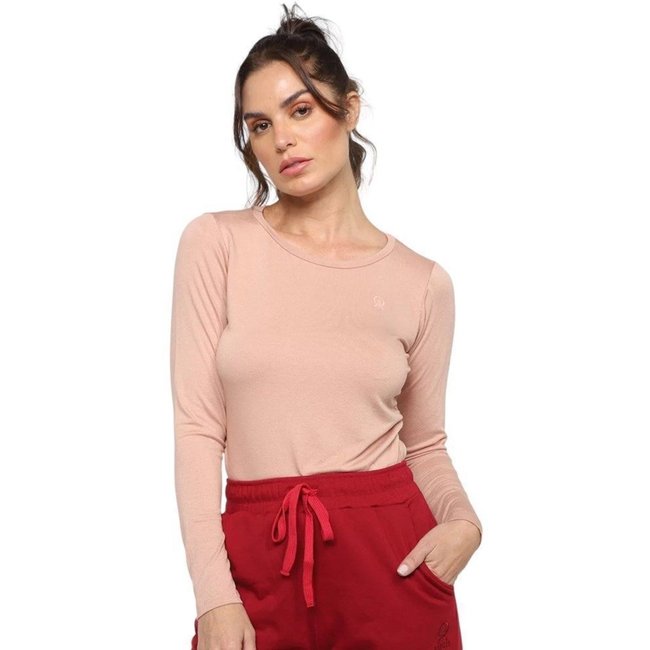 Blusa Rainha Casual Elastic Manga Longa Feminina - Rosa - rainha