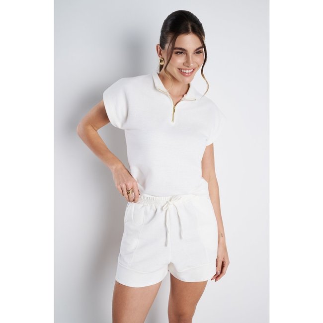 Conjunto Feminino Meujeans Serena Moletinho Off White
