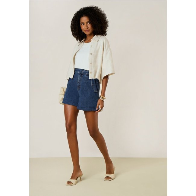 Shorts Maria Valentina Amplo Alta Azul