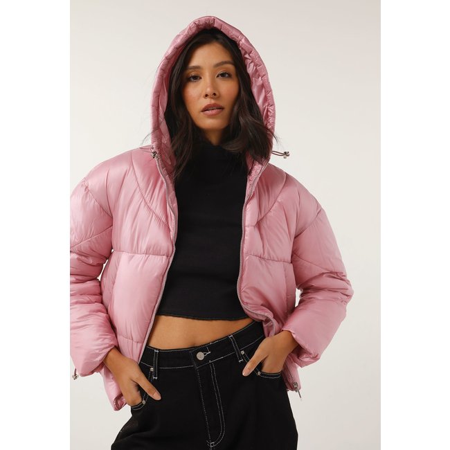 Jaqueta Puffer Facinelli by MOONCITY Capuz Rosa