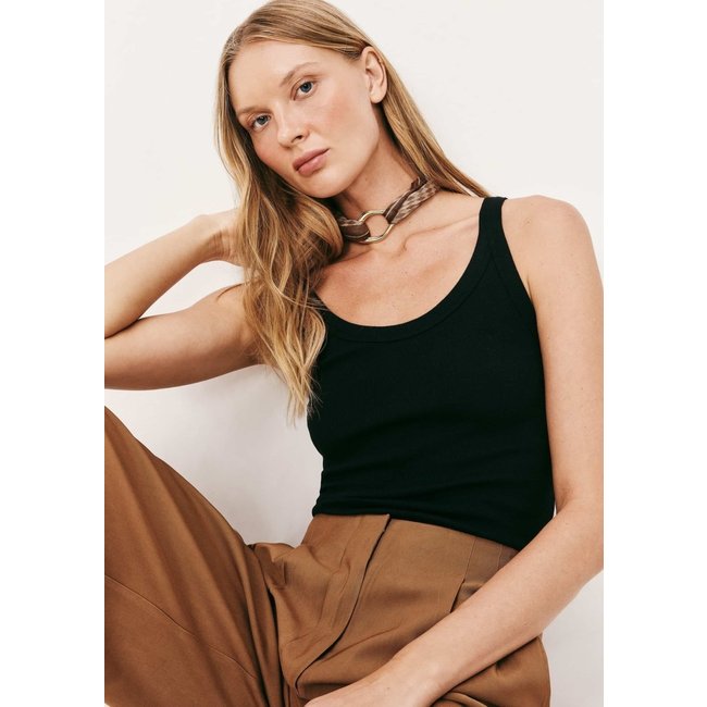 Regata Básica Feminina Slim Rib - Preto G