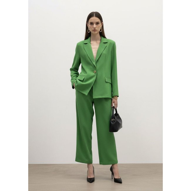 Blazer Iódice Solto Manga Longa Padrão Verde