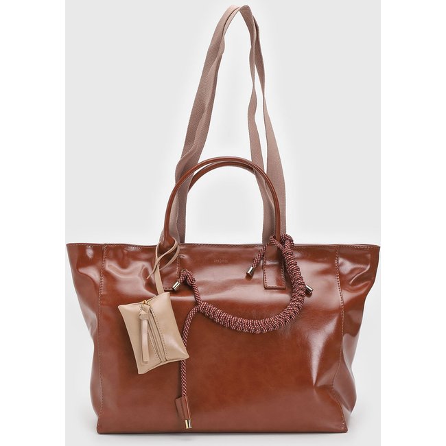 Bolsa Feminina Anacapri Grande Caramelo Detalhe Corda