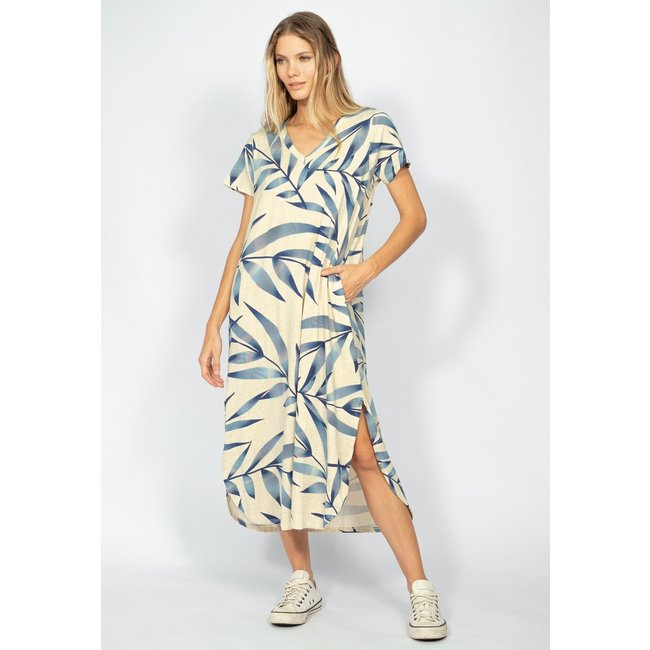 Vestido Midi Amazonia Vital Malha com Bolso Bambu Azul l