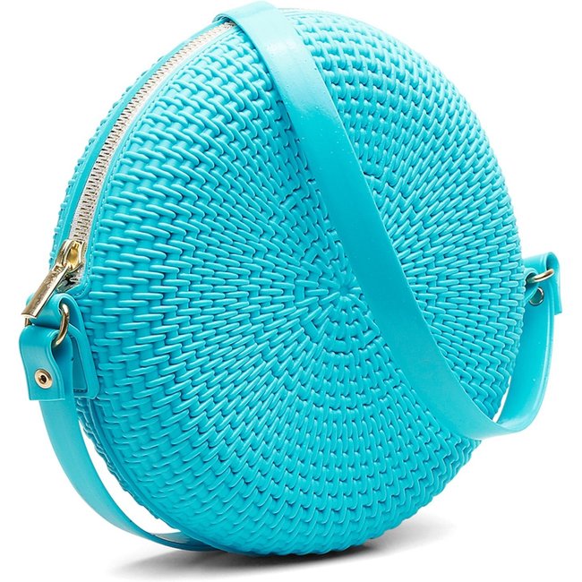 Bolsa Transversal Tiracolo Feminina Redonda Casual Pvc Turquesa