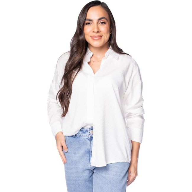 Camisa Feminina Pellini Listrada Manga Longa Branco