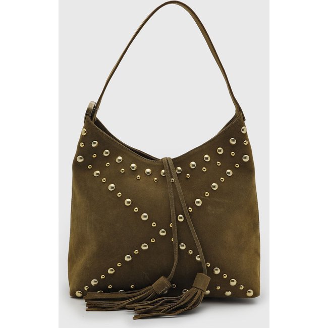Bolsa Feminina Luiza Barcelos Média Franja Tachas Verde