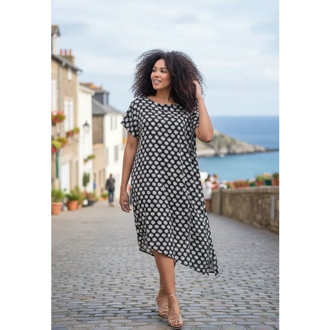Vestido Cabanafree Midi Plano Estampa Encanto das Margaridas