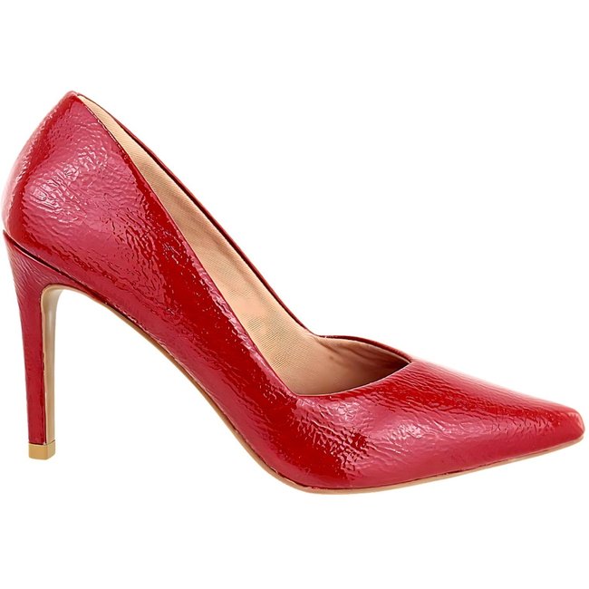 Scarpin Mule de Salto Alto Slingback Velvet Vermelho Flor da Pele
