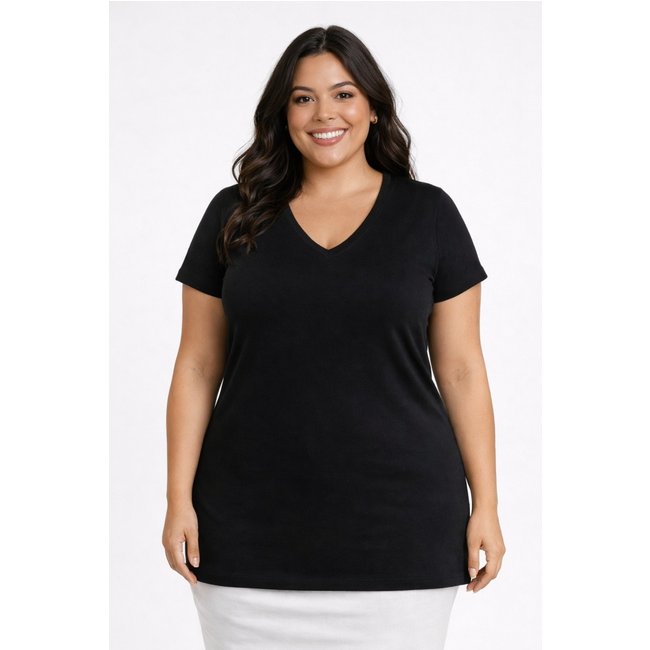 Camisa Baby Look D Bell Outlet Fashion Plus Size Preta