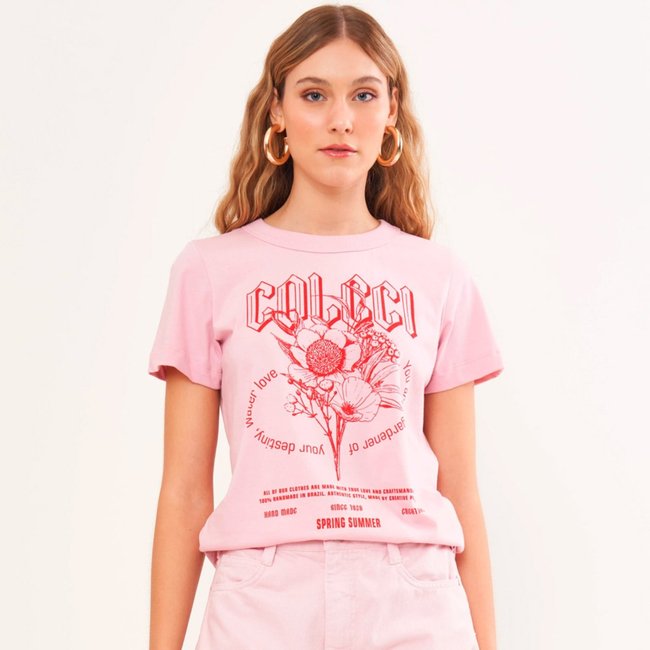 Camiseta Colcci Spring Pr26 Rosa Lilibethy Feminino