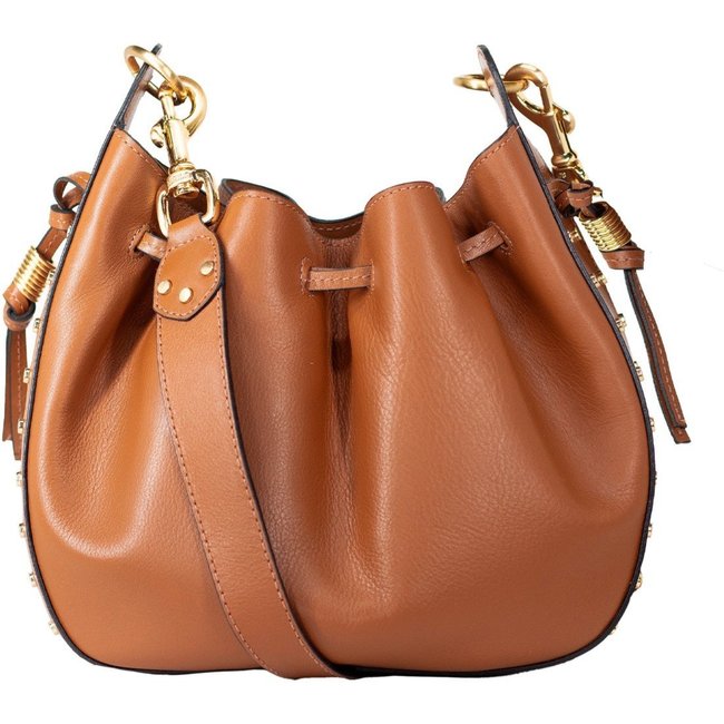 Bolsa Feminina Média Schutz Hazel Tiracolo Bucket Couro Marrom Brownie