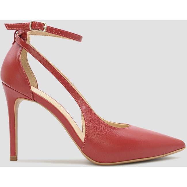 Scarpin Corte Latertal Couro Vermelho CBK