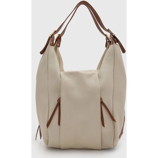 Bolsa SN Couros Córsega Off-White/Caramelo