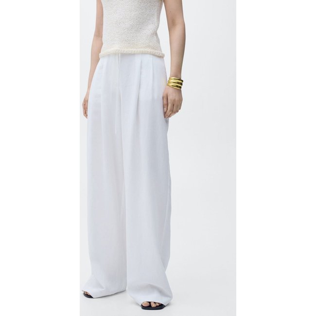 Calça Feminina Mango Cintura Alta Amarração Branca
