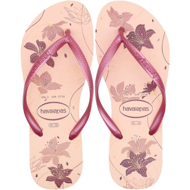 Chinelo Havaianas Slim Organic 2 Floral Rosa