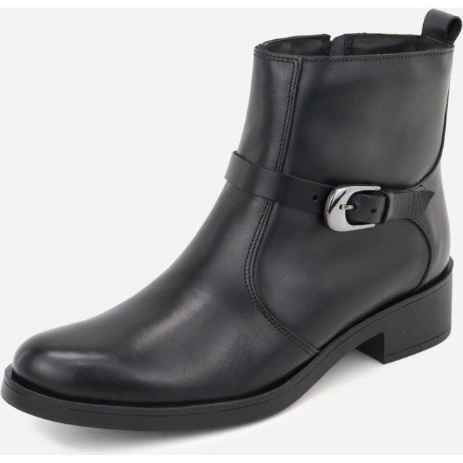 Bota Feminina Versátil Casual Couro Fivela Conforto Maria Paula Moda Preto