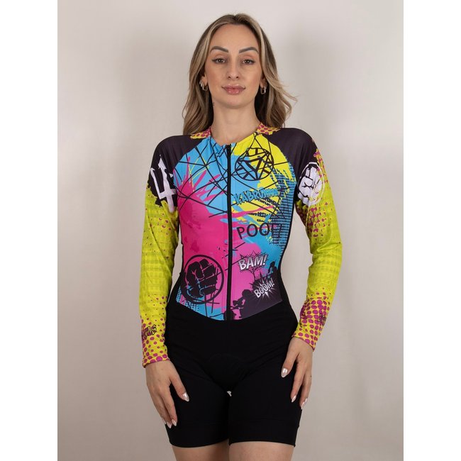 Macaquinho de Ciclismo Manga Longa Modelo Exótico Feminino Conforto e Elegância