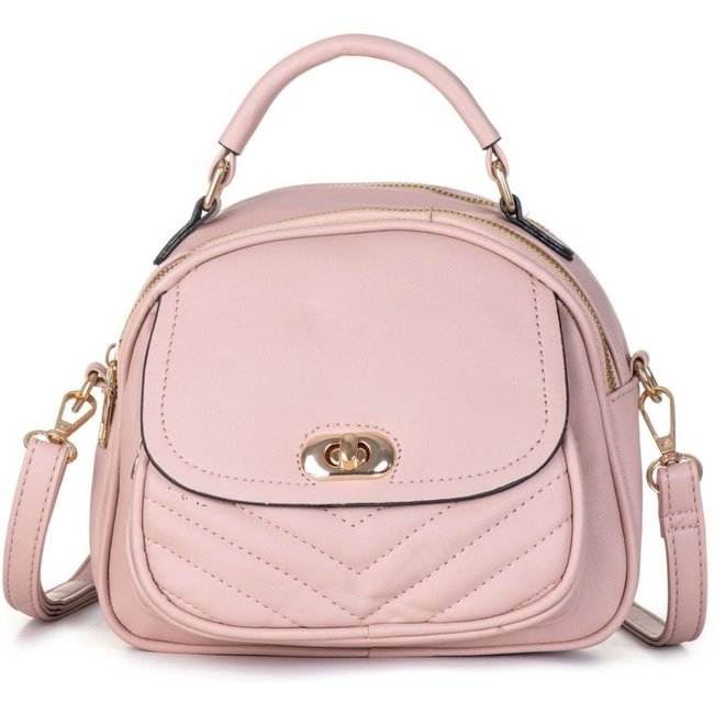 Bolsa Feminina Transversal Média Com Alça de Mão Matelassê Rosa