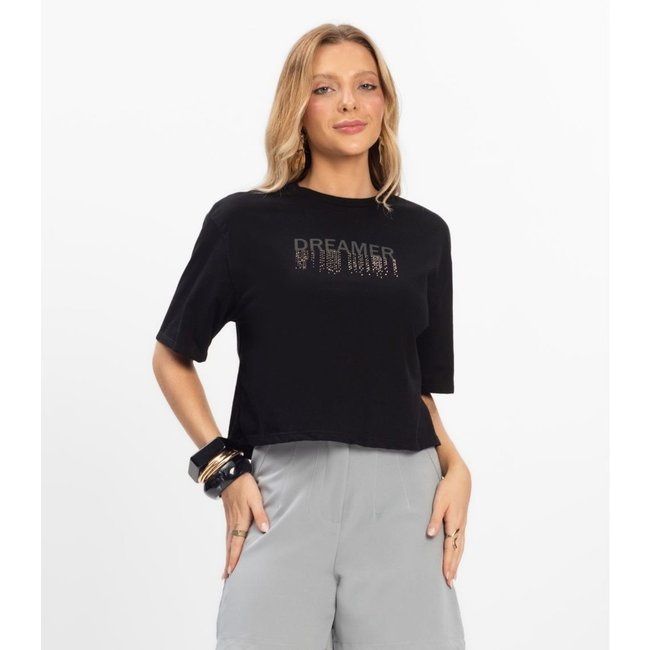 T- Shirt Feminina Meia Malha Rovitex Preto