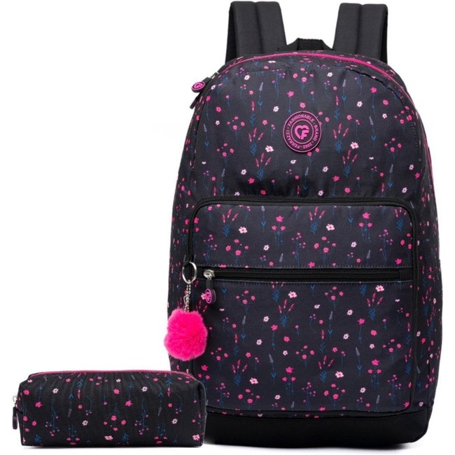Mochila Escolar Feminina Ferrazzi Com Estojo Resistente Juvenil