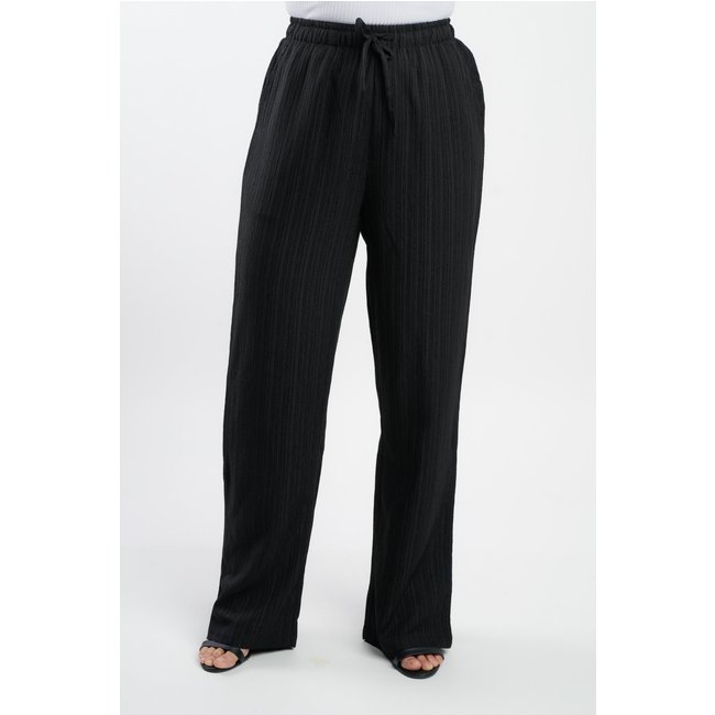 Calça Feminina Sh Fashion Pantalona Em Poliester Cintura Alta Cor Preta