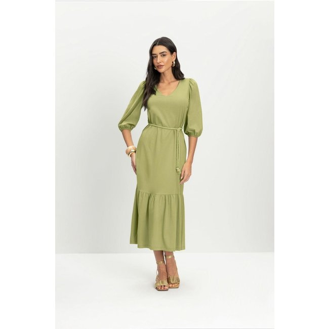 Vestido feminino midi em meia malha Essendi Verde