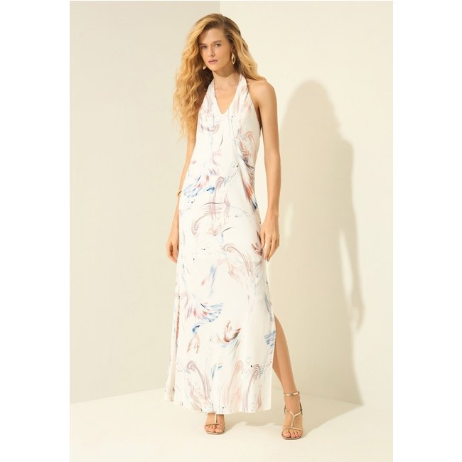 Vestido Longo Estampado Frente Única