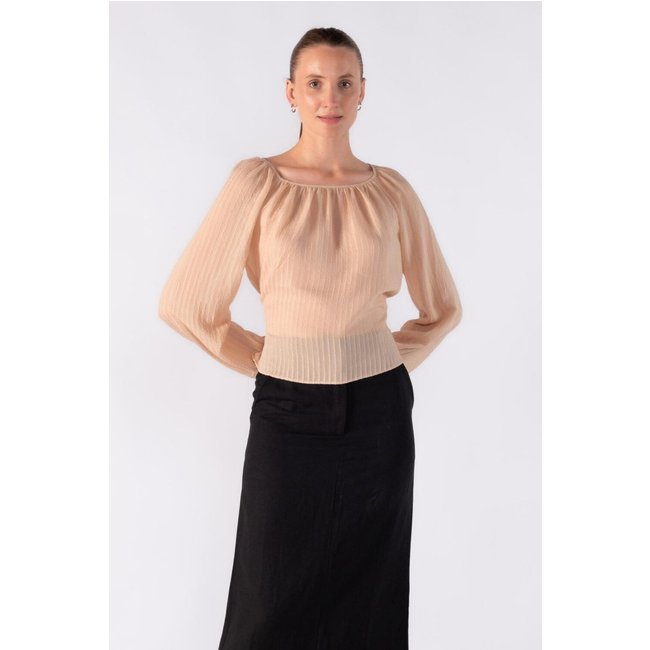 Blusa bata com amarracao na cintura Bege